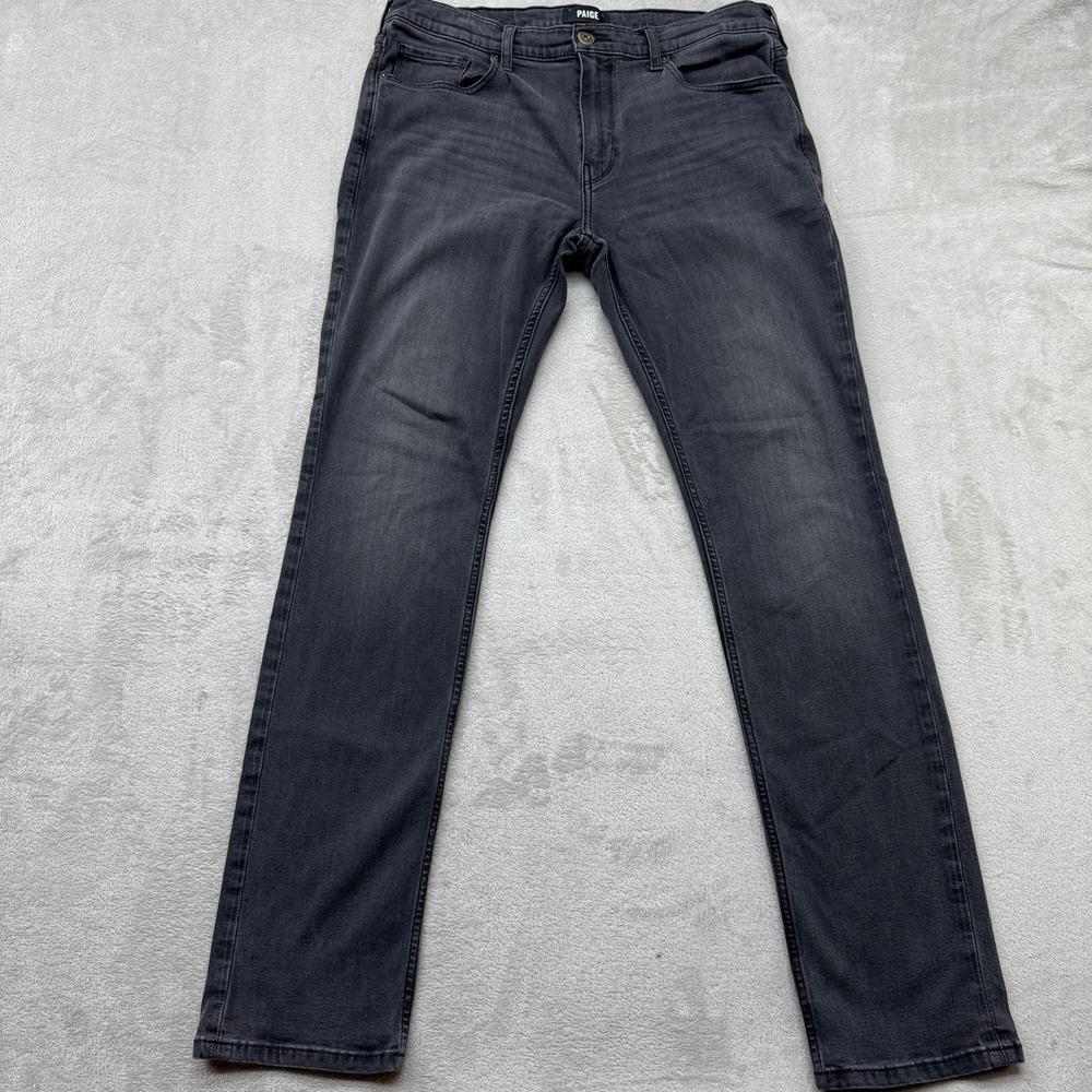 PAIGE Men's Slim Straight Jeans in Washed Black